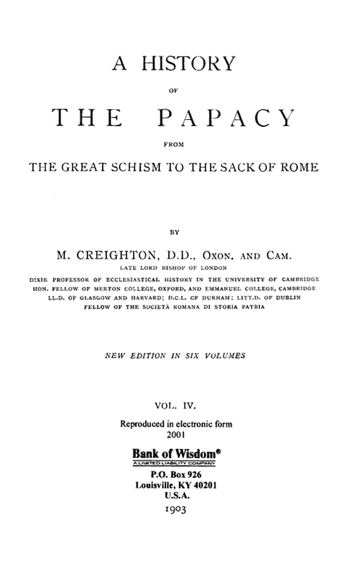 (image for) A History of the Papacy, Vol. 4 of 6 Vols